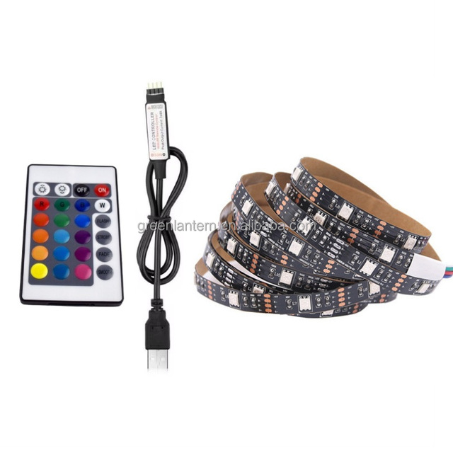 5V 1/2/3/5m 24 Keys IR Remote Control LED 5050 Flexible RGB LED Strip Light Kit Indoor USB Light Strip TV Backlight Decoration