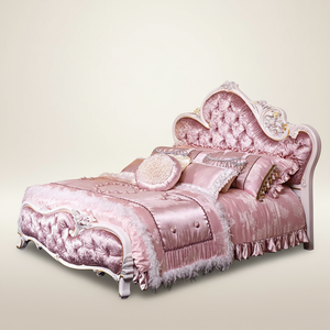 Antico royal <span class=keywords><strong>rosa</strong></span> camera da letto <span class=keywords><strong>mobili</strong></span> in legno intaglio letto set design di lusso king size <span class=keywords><strong>rosa</strong></span> principessa delle ragazze di velluto letto in tessuto - Product Image 2