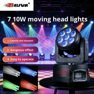 Projecteur LED mobile 7 pièces 10W RGBW <span class=keywords><strong>pour</strong></span> scène, éclairage <span class=keywords><strong>de</strong></span> scène, faisceau lumineux, lumière DJ disco <span class=keywords><strong>pour</strong></span> festival, club, fête - Product Image 5