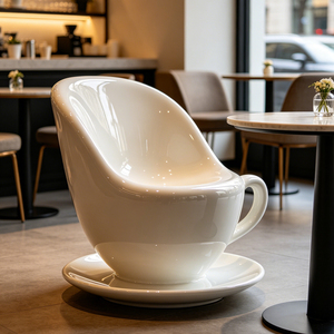 Chaise créative géante en forme de tasse à café, siège fantaisie en forme de mug, chaises d'attente pour l'extérieur, mobilier décoratif pour sièges publics - Product Image 5