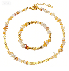 Collar <span class=keywords><strong>de</strong></span> Gargantilla con Cuentas Hechas a Mano, Collar <span class=keywords><strong>de</strong></span> Piedras <span class=keywords><strong>de</strong></span> Cristal Curativas Irregulares, Joyería Bohemia para Mujer - Product Image 1