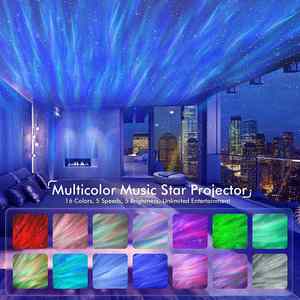 Usb Fantasy Aurora Borealis Projection Starry Sky Atmosphere Night Light Galaxy Star <b>Projector</b> 8 White Noise Bluetooth <b>Speaker</b> - Product Image 3