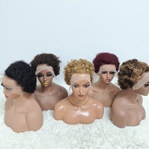 Promotion Letsfly : Perruque Pixie Bouclée 10$ avec Lace Frontale 13x4, Coupe Courte, Cheveux Brésiliens Ondulés, 100% Cheveux Humains, Vente en Gros - Product Image 4