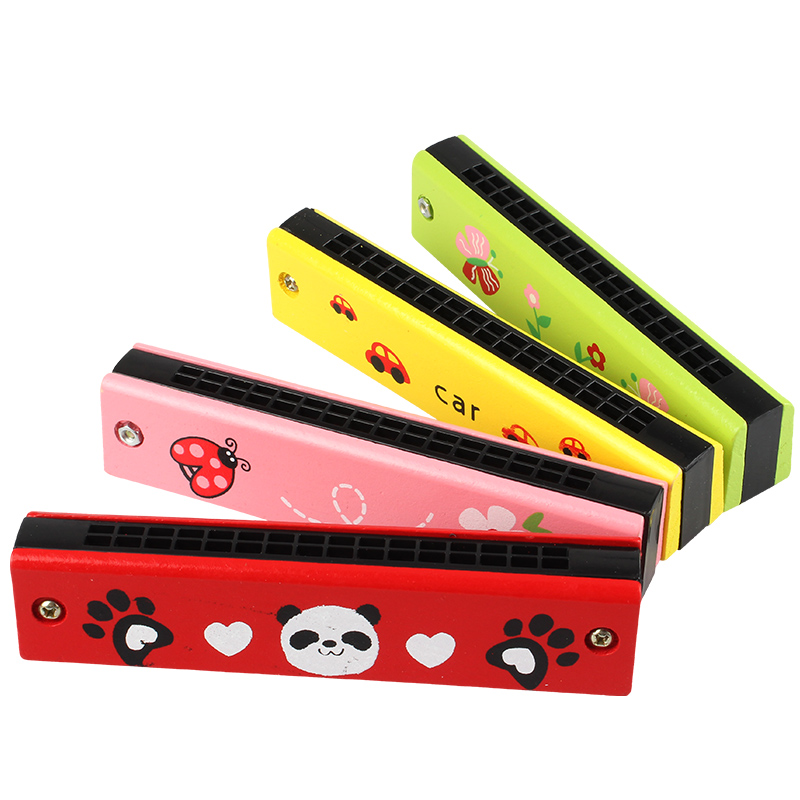 Children's cartoon wooden Harmonica 16 hole wooden children's musical instrument enlightenment Puzzle Toys Hot Sales