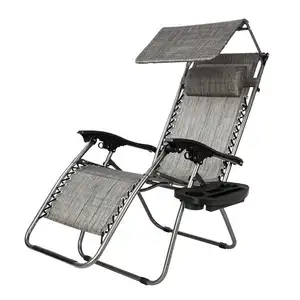 2 Colors Adjustable 0 Gravity Lounge Chair Chaise Lounge With Awning Leisure Chair