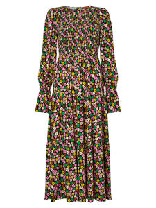 Personalizzato Casual da donna O collo a maniche lunghe con motivo stampa a balze Flare Maxi <span class=keywords><strong>abito</strong></span> lungo da donna - Product Image 3