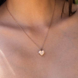 <span class=keywords><strong>Día</strong></span> de San Valentín chapado en oro apilado amor caja colgante medallón collar con colgante de corazón - Product Image 3