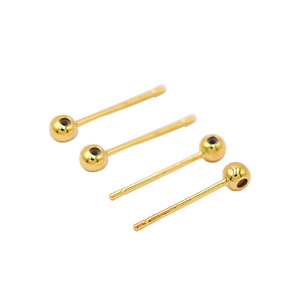 Postes para pendientes de plata de ley S925 y chapados en oro de 14K, con cuentas redondas, para la fabricación de pendientes, componentes para la creación de joyería. - Product Image 4