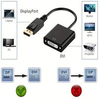   Adaptateur de câble DP vers DVI, convertisseur HD 1080p mâle vers femelle pour PC, ordinateur portable, caméra, moniteur HDTV