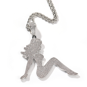 Hip Hop CZ Sex Lady pendentif collier 18K plaqué or Bling Bling fille pendentif cadeau femmes <span class=keywords><strong>homme</strong></span> rappeur <span class=keywords><strong>bijoux</strong></span> - Product Image 2
