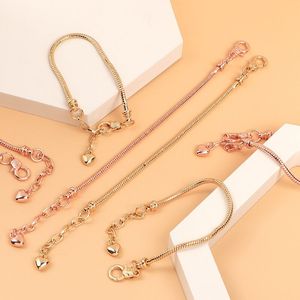 High quality simple adjustable DIY <b>Beaded</b> snake bone basic <b>bracelet</b> Customizable Heart <b>Charm</b> <b>bracelet</b> - Product Image 5