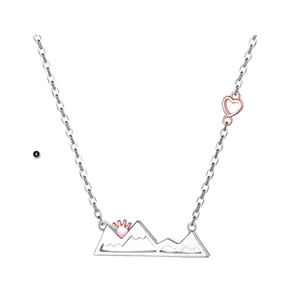 2022 New Hot sale Simple Design Jewelry 925 Sterling Silver Mountain Type Shaped Pendant Necklace For Women Girls