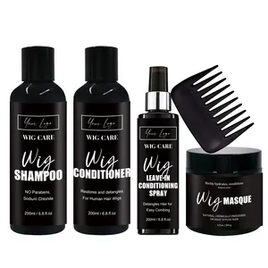 Custom Human Hair Treatment Lace Wigs Care Shampoo Conditioner And Wig Shine Spray 4pc Kit