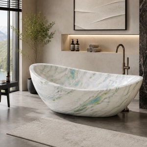 Baignoire autoportante de luxe en marbre naturel, sculptée à la main, en pierre naturelle, style européen, pour salle de bain, <span class=keywords><strong>spa</strong></span>, hôtel, intérieur - Product Image 4
