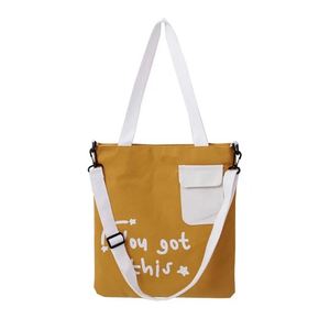 Bolsa de Compras de Lona Reutilizable con Logotipo Personalizado, Bolsa de Hombro de Algodón Orgánico Reciclado con Estampado de Letras - Product Image 1