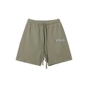 Shorts de sport décontractés pour homme en coton de haute qualité, taille mi-élastique, respirants, coupe droite ample, pour l'été - Product Image 3