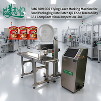 Machine de marquage laser CO2 BMG 60W pour emballages alimentaires, numéros de lot, codes QR, conformité GS1, inspection visuelle en ligne, haute sécurité