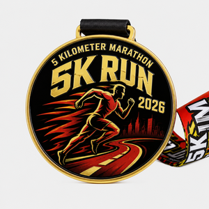 Personalisrd Zinc Alloy Souvenir Running Race Award Medal 3d Engraving Sports Metal Marathon 5k <b>Run</b> Marathon Medal with Ribbon - Product Image 1
