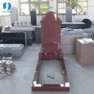 素朴なインドの赤い花崗岩の墓石の記念碑シンプルな墓石のデザイン空白の墓石 - Product Image 3