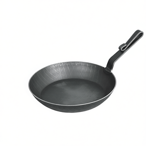 Serving <b>Pan</b> Wrought Iron 24Cm Curved <b>Handle</b> High Rim Black - Product Image 2