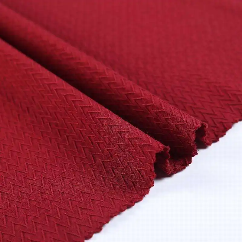 10s R/N/SP 240GSM простой краситель красный жаккард стрейч вискоза корсажная ткань лайкра материал для ткани брюки или платья