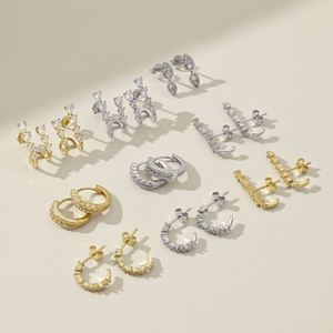 Dylam Delicate Design Jewelry 18K Gold Plated S925 Silver Double Layer Openwork Tassel Shape Waterdrop 5A Zirconia <b>Stud</b> <b>Earrings</b> - Product Image 2