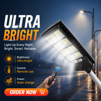 Lampadaire Solaire 200W 400W 600W 800W 1000W Étanche IP66 avec Télécommande, Capteur de Lumière, Minuteur et Détecteur de Mouvement pour Route