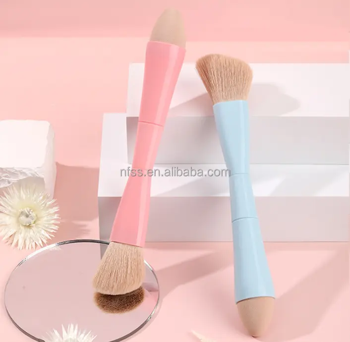 4-In-1 pennelli cosmetici professionali In spugna a doppia estremità Shanghai 3 In 1 pennello per trucco gelato acrilico con coperchio del supporto