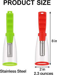 Pelador de Verduras Manual Multifuncional de Acero Inoxidable con Contenedor de Plástico, Pelador de Frutas para Zanahoria, Patata y Manzana - Product Image 6