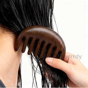 Cepillo de masaje para el cuero cabelludo con logotipo personalizado, peine de madera para el crecimiento del cabello, peine de sándalo con alambre dorado, peine de masaje, regalo para mujeres, cepillo de masaje para el cabello - Product Image 4