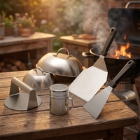Ensemble d'accessoires pour barbecue Blackstone et Camp Chef, ensemble de spatules de barbecue avec spatules élargies, couvercle de badigeonnage, racloir