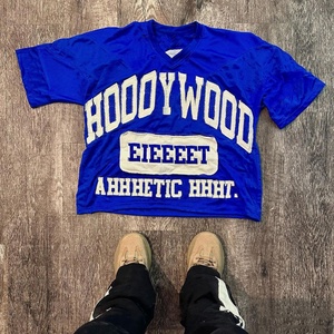 เสื้อยืดคอกลมทรงหลวมแบบดรอปโชลเดอร์ ผ้าคอตตอนหนา ตกแต่งด้วยงานปัก แอพพลิเค ปักเลื่อม ทรงบ็อกซี่ ครอป โอเวอร์ไซส์ สำหรับผู้ชาย - Product Image 5