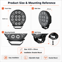 Phare de conduite LED multifonction 9 pouces 120W à faisceau spot avec feux de position bicolores et clignotants d'avertissement pour camion et SUV