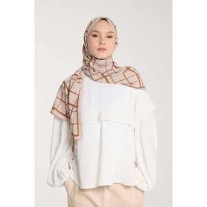 Foulard musulman traditionnel à tonalité pure, motif carré, pierre noisette, accessoire vestimentaire élégant - Product Image 3