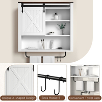 Armoire murale de salle de bain de ferme, armoire de salle de bain flottante avec porte de grange coulissante