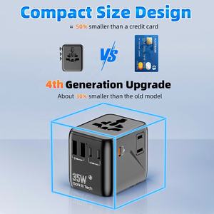 Worldplug Nouvelle prise adaptateur de voyage en cuivre 35W PD 2AC 10A avec chargeur d'alimentation USB universel compatible avec les réseaux NFC et SDK - Product Image 6