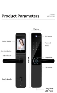 Digital 9 Language S802Pro Tuya App Doorlock With Peephole Camera Fingerprint Card Card Key Smart Door Lock