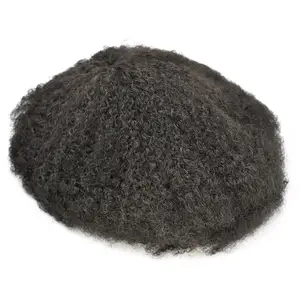 LONGFOR 8MM Afro piel completa tupé para hombre Pelo Rizado tejido tupé Real indio pelucas de cabello humano