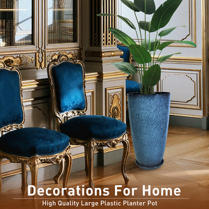 घर के बगीचे के लिए 21 इंच नीले चमकदार प्लास्टिक लंबा प्लांटर इनडोर और आउटडोर सजावटी फूल पॉट - Product Image 6