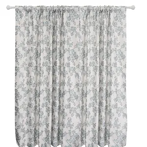 Turco moderno Floral azul Material de tela de lujo apagón Jacquard cortinas de la ventana