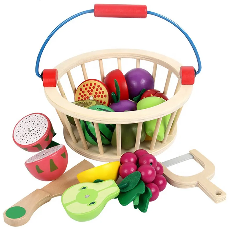 자기 시뮬레이션 나무 과일 및 야채 식품 절단 장난감 척 놀이 유치원 brinquedos 교육 완구