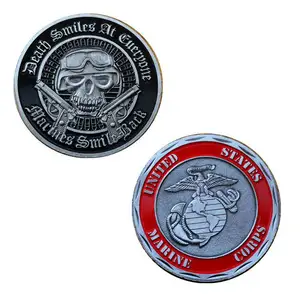 기념 메달 미국 해골 기념 동전 환경 보호 페인트 다채로운 금속 엠블럼 실버 동전