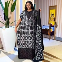 Nouvelle Robe Bubu Ethnique Grande Taille Style 2025 pour Femme, Imprimé Diamant Africain, Coton Ample Respirant Printemps/Automne/Été