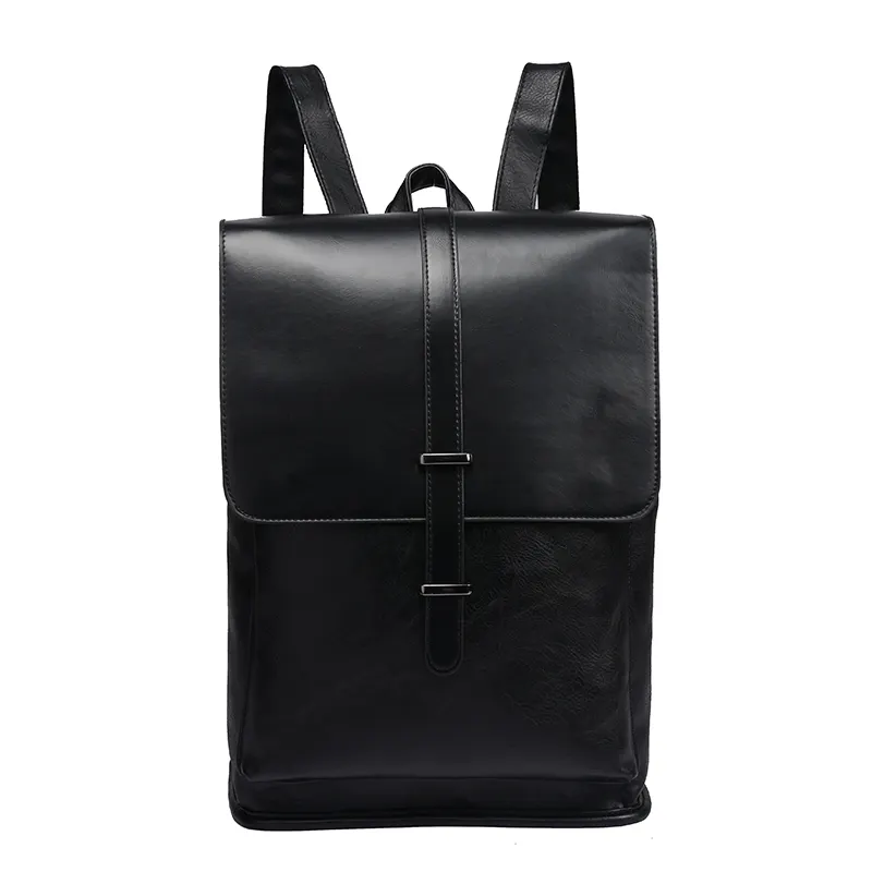 Designer Custom Business Classic Back Packs Bags Black Faux Pu Vegan Leather Men Backpack for Daily Life