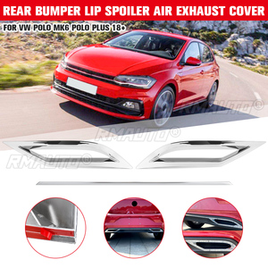 3 pièces de garniture de diffuseur de pare-chocs arrière avec sortie d'air et bande d'échappement pour Volkswagen VW Polo MK6 Polo Plus 2018 2019 20+ - Product Image 1