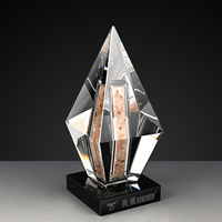 Trophée personnalisé en cristal K9, haute transparence, avec minéraux naturels intégrés, pour concerts, sports, récompenses, souvenirs, vente en gros