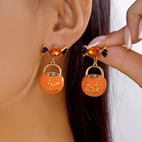 Boucles d'oreilles fantaisie créatives pour Halloween, personnalisées, vintage, en alliage vieilli, motif squelette, cadeau pour femme, idéales pour le dropshipping de bijoux.
