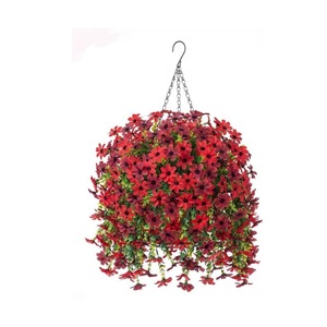 Chrysanthèmes artificiels en panier suspendu, fleurs en soie pour décoration extérieure, décoration de mariage - Product Image 4
