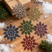 6 décorations de Noël flocons de neige scintillants 10,5 cm, couleurs assorties, à suspendre pour sapin de Noël et festival d'hiver