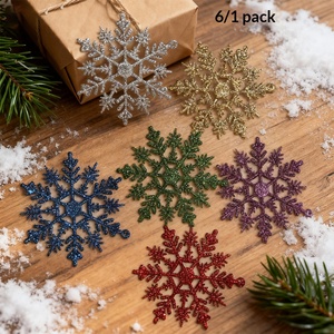 6 stuks besprenkelde glitter sneeuwvlok kerstversieringen 10,5 cm diverse kleuren hangende decoraties voor kerstboom winterfestival - Product Image 1